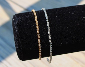 18k Gold Plated & Silver Cubic Zirconia Tennis Bracelet Women's Tennis Bracelet Dainty Simulated Diamond Bracelet
