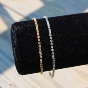 18k Gold Plated & Silver Cubic Zirconia Tennis Bracelet Women's Tennis Bracelet Dainty Simulated Diamond Bracelet