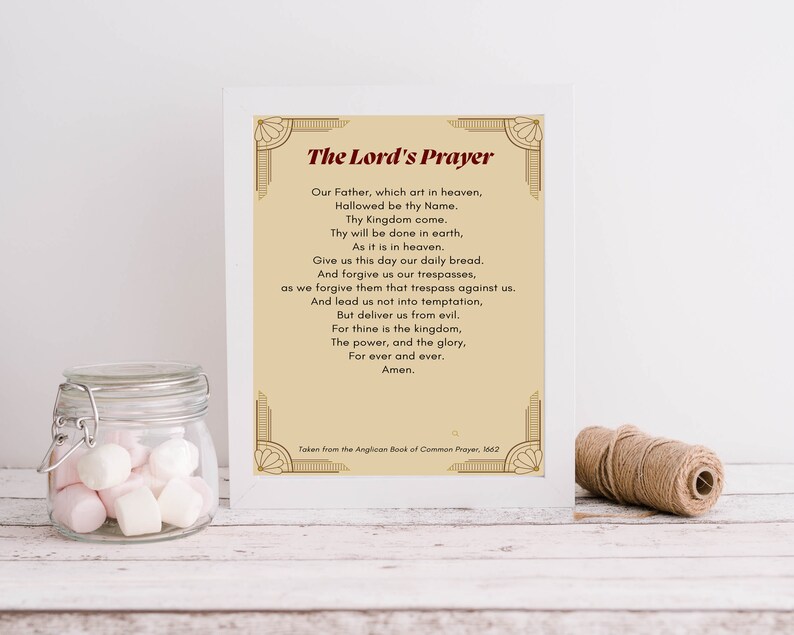 Printable Lord's Prayer 1662: Instant Downloadable Vintage-inspired Digital Poster for Spiritual ...
