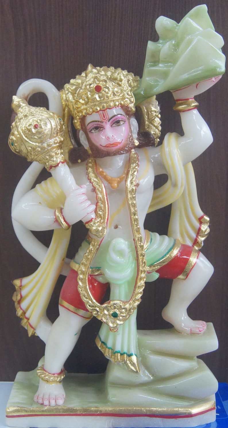 Lord Hanuman Handmade Marble Sculpture 15 Inches Etsy