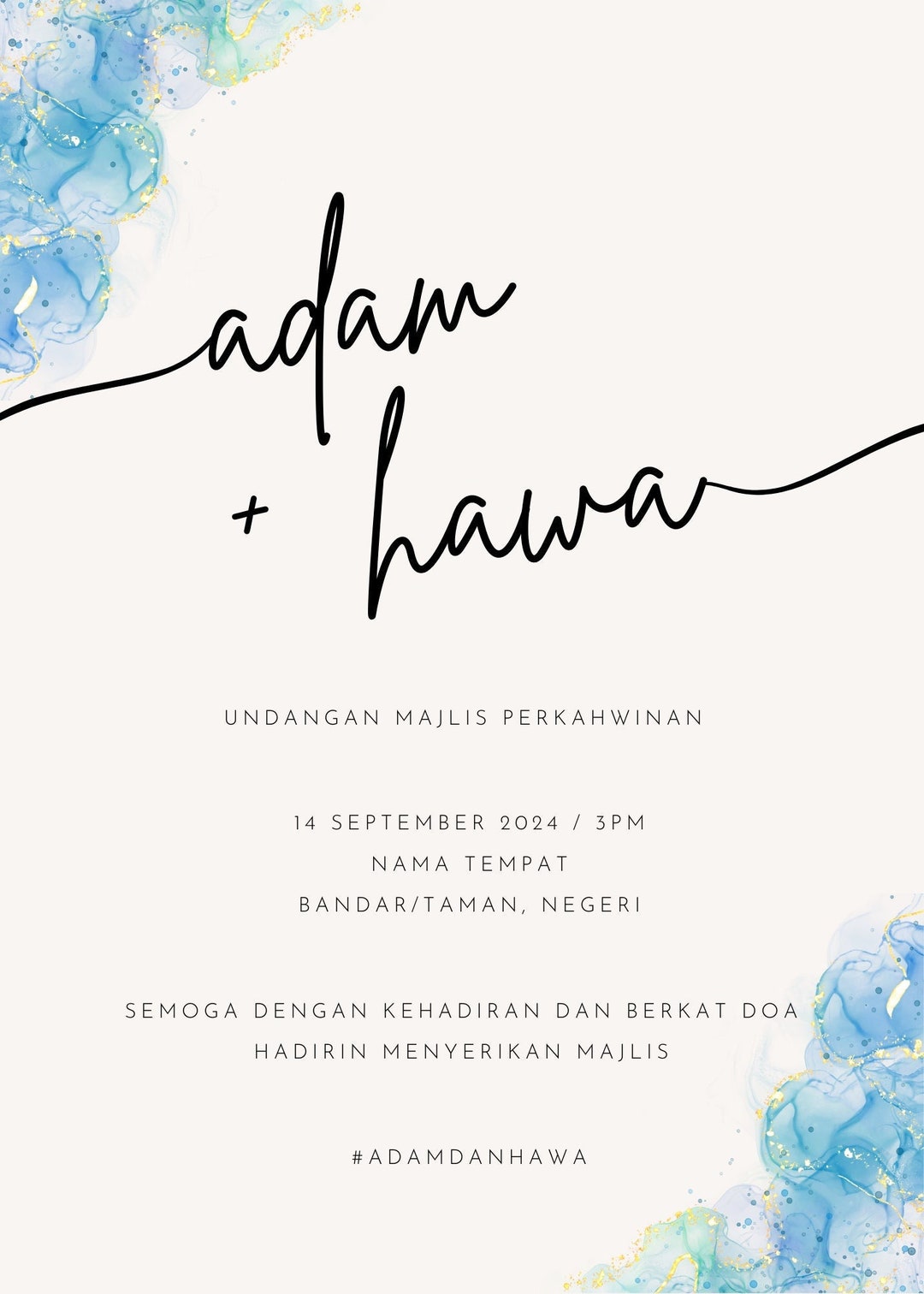 Kad Jemputan Majlis Kahwin wedding Invitation Muslim Nikah - Etsy
