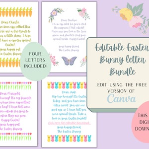 Letter From Easter Bunny, Easter Basket stuffer, Easter Morning Letter Instant Download, Easter Bunny Letter, Bunny note to kids editable