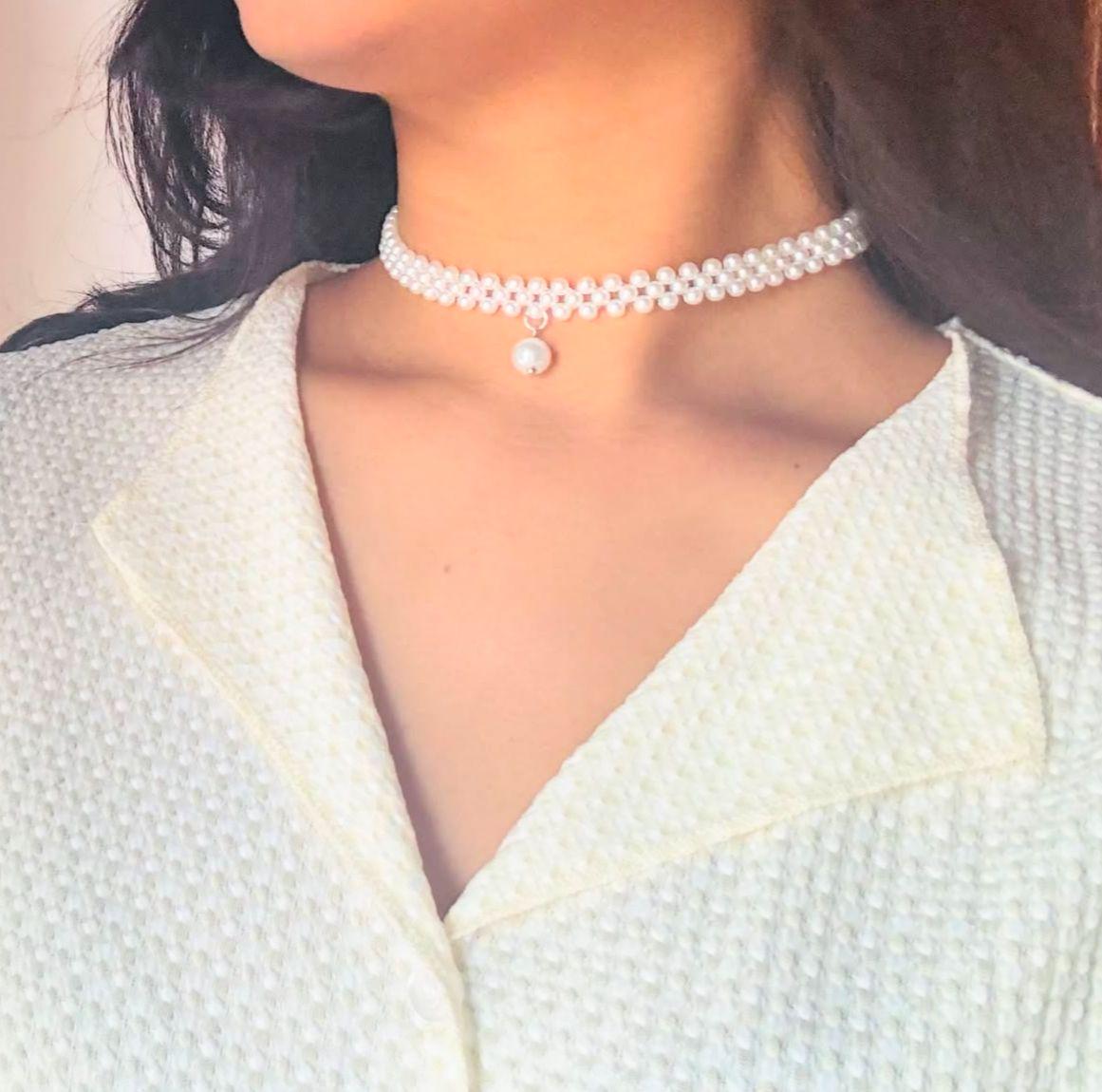 Stray Kids Hyunjin Inspired Pearly Pendant Beaded Collar