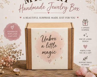 Caja de joyería misteriosa hecha a mano, mezcla de temas florales en oro y plata, tarro de joyería minimalista hecho a mano con sorpresa, REGALO para ella, amiga o para ti misma.