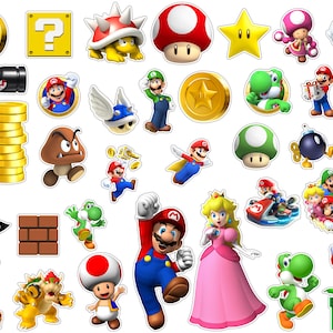 Instant Download Super Mario Cupcake Topper, Super Mario Clipart and ...