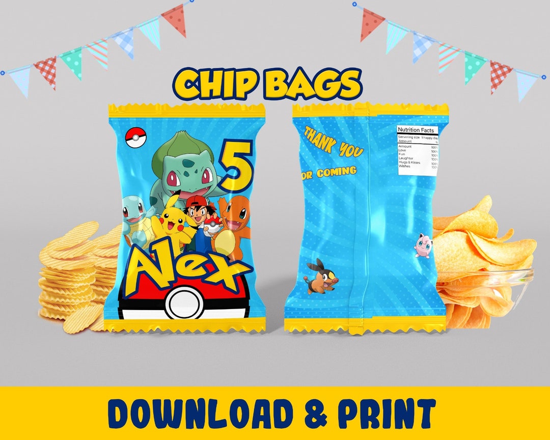 Personalized Chips Bag Label , Chips Bag, Kids Chips Bag Party Favors