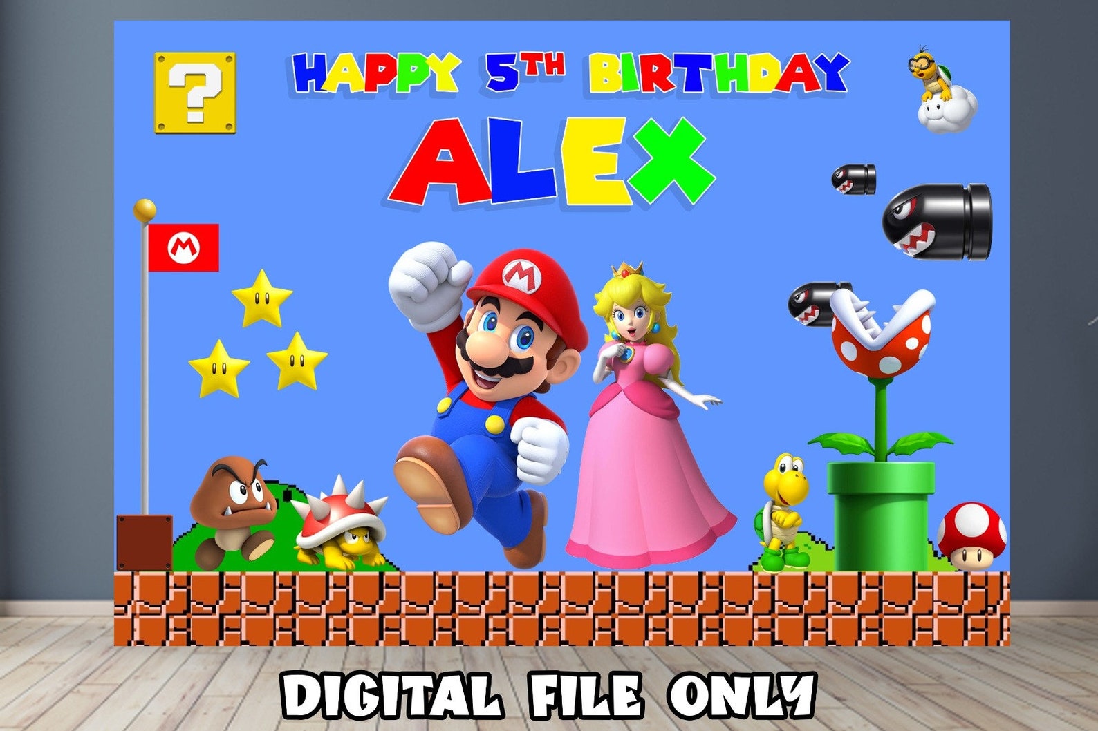 Super Mario Backdrop Super Mario Birthday Banner Super Mario - Etsy