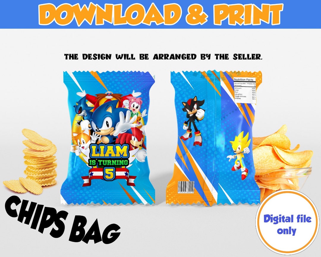 Sonic Printable Chips Bag Label Chips Bag Kids Chips Bag Party Sonic Printable Chips Bag Label Chips Bag Kids Chips Bag Party