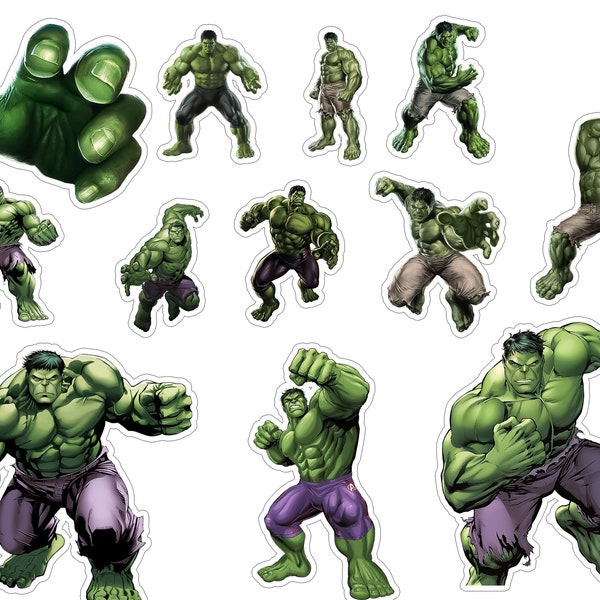 Descarga instantánea Hulk Cake Topper, Hulk Party Supplies, Hulk Clipart y PNG Digital File Only