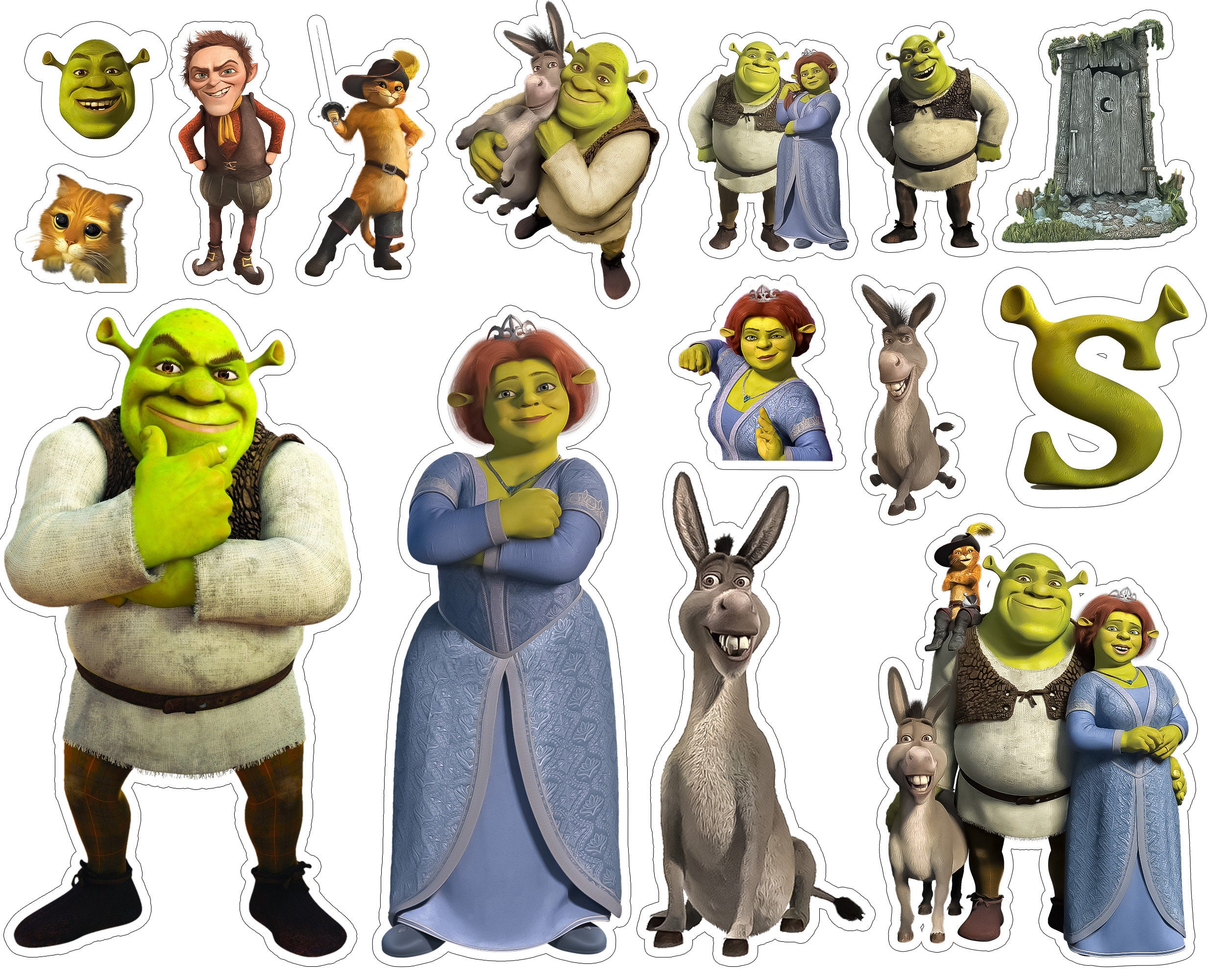 Shrek clipart 50 png images, printable Shrek png clipart, digital instant  download, sshrek birthday party clipart, transparent shrek png