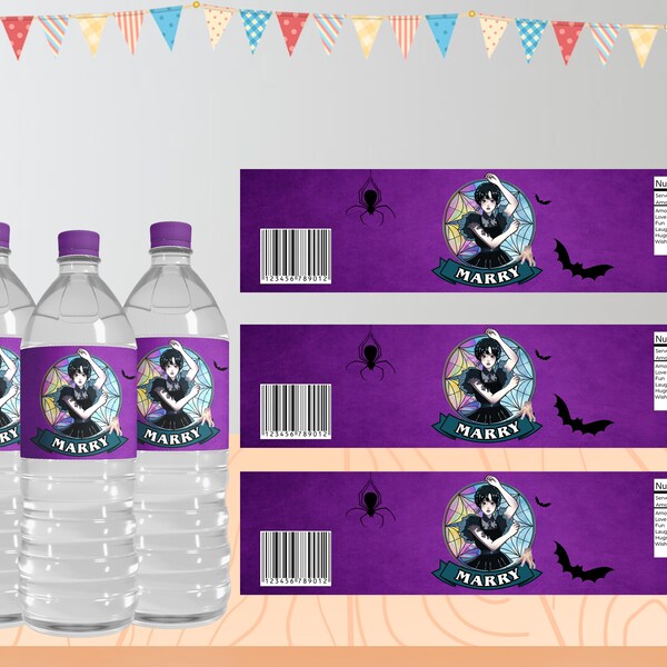 Wednesday Birthday Water Bottle Labels - Etsy