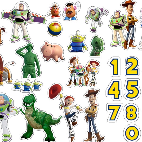 Instant Download Toy Story Clipart and PNG, Toy Story Cupcake Topper, Digital File Only