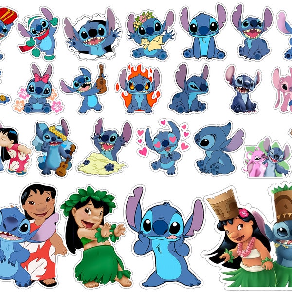 Instant Download Lilo and Stitch Cake Topper, Lilo and Stitch Party Supplies, Lilo and Stitch Clipart and PNG, Digital File Only