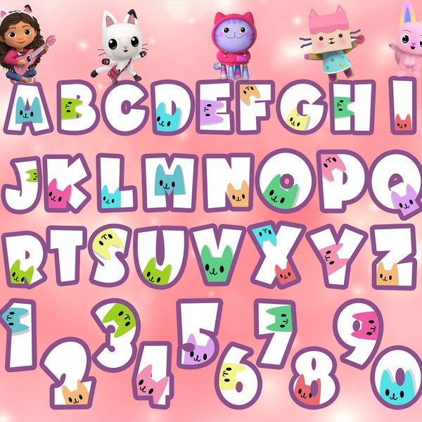 Instant Download Alphabet ve Numbers Clipart and PNG, Party Supplies ---Digital File Only---