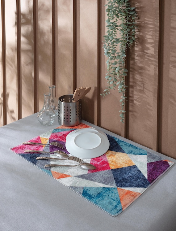 Tabu Home XL Size Bamboo Fabric Multicolor Dish Drying Mat 