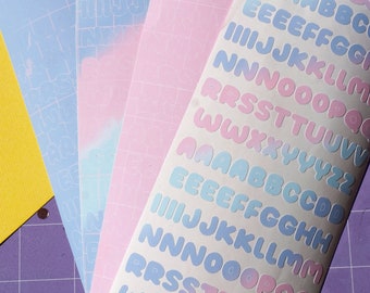 MATTE LETTERS STICKER Sheet | Kawaii Stickers | Art Deco Sticker Sheet |  Planner Stickers | Journaling Stickers