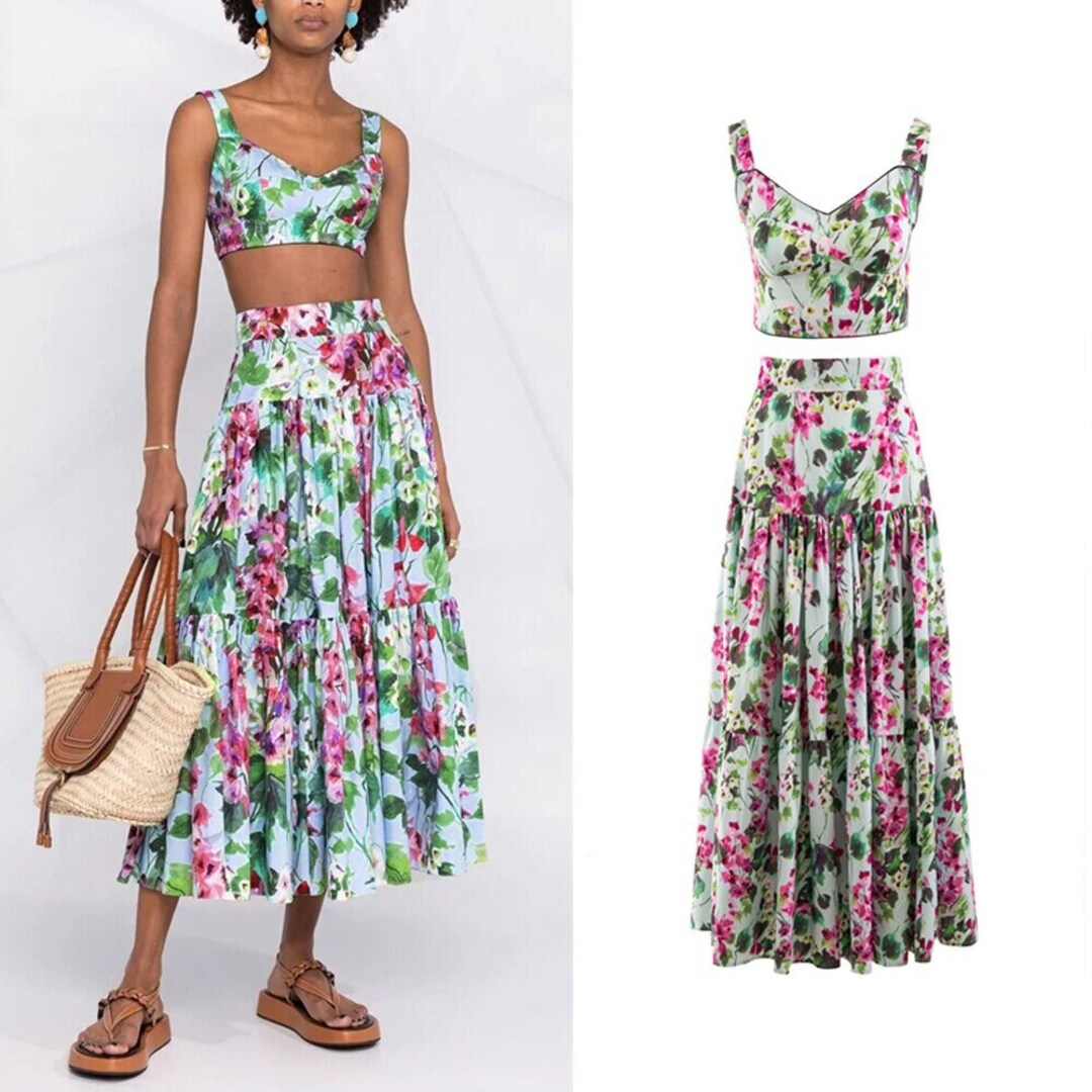 Vintage Two Piece Skirt Top Set Matching Coord Set Dolce Etsy