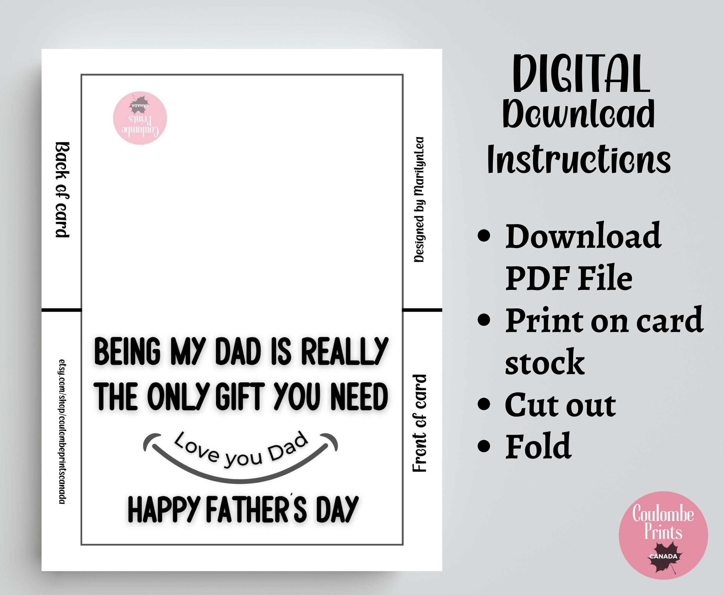 Printable Father's Day Card, Best Dad, Happy, Fun Card From Kids, 5x7 ...