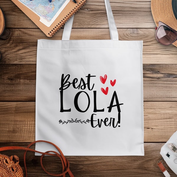 Best Lola Ever Tote Bag, Loving Grandma Gift, Red Hearts Canvas Bag, Filipino Grandmother Appreciation, Unique Lola Present