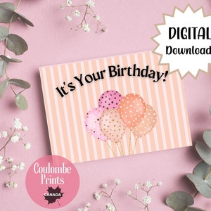 印刷可能な誕生日カード、すぐにデジタルダウンロード。Bonne Fete。ハッピーバースデーカードを印刷、切り取り、折り畳みます。内側は空白です。彼女への誕生日プレゼント