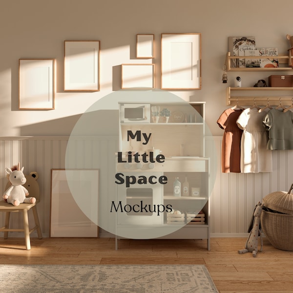 Cute Playroom Mockup, Children's Home interior Mockup for Art display