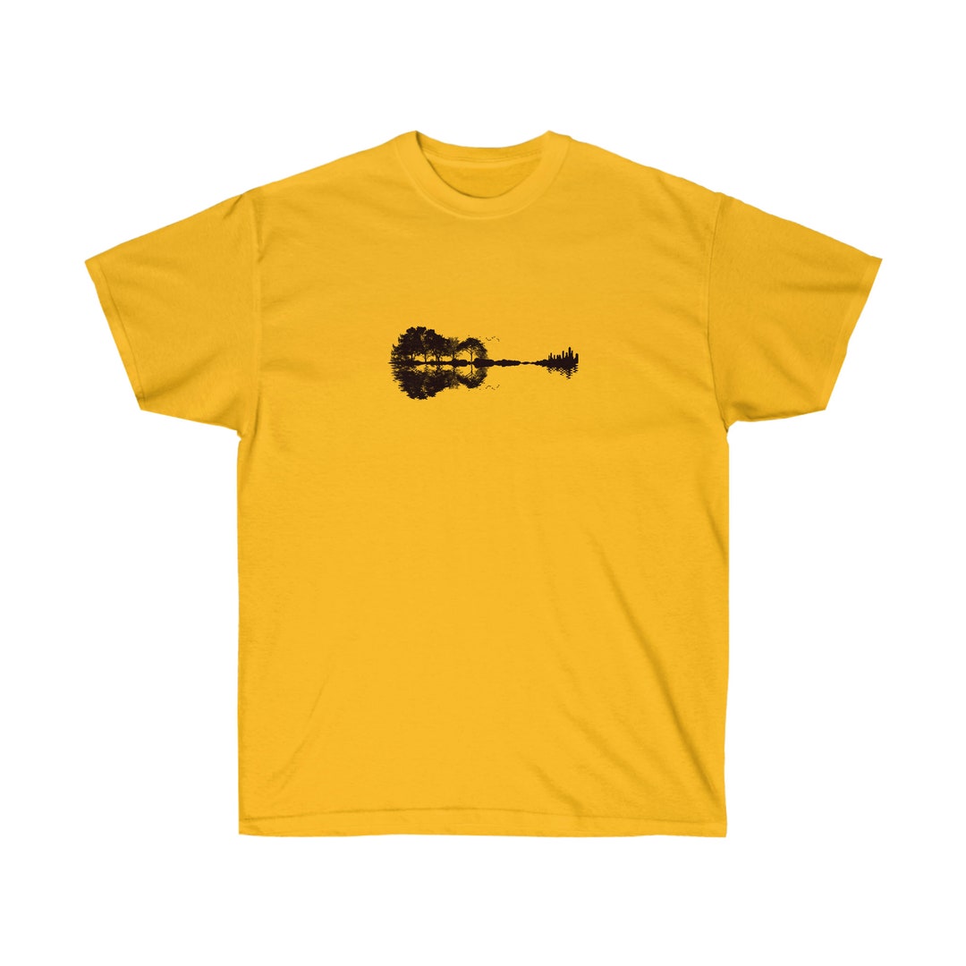Men's Guitar Tee Shirt Handmade Guitar Print Shirt Music Lover Tshirt