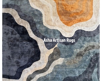 Handmade 8x10 Wool Area Rug: Modern Boho Abstract Floor Decor
