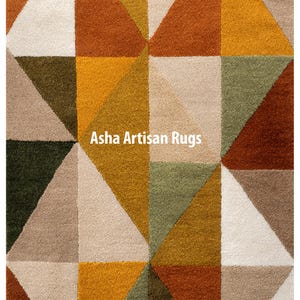 Handmade Abstract Wool Rug 10x14 – Colorful Modern Area Carpet for Living Room & Bedroom Decor, Soft Durable Floor Accent