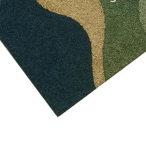 Modern Abstract Green Hand Tufted Rug, Luxury Wave Pattern Area Rug with Gold Accents, Contemporary Designer Carpet for Living Room image 4