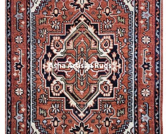 Alfombra Oushak de lana anudada a mano: Alfombra de estilo bohemio chic, tamaño personalizado.