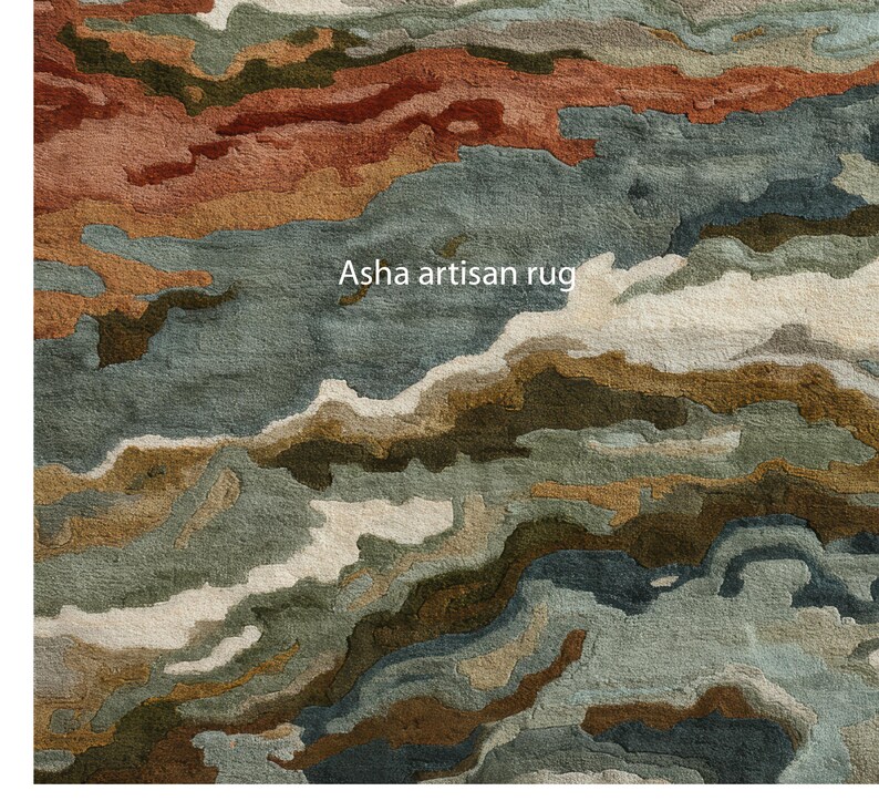 Handmade Abstract Area Rug, Vibrant Home Decor, Stylish Living Room Rug ...