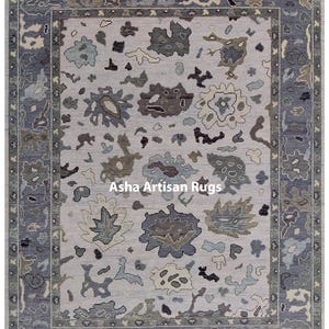 Hand Knotted Wool Oushak Rug: Vintage Style Carpet, Custom Size