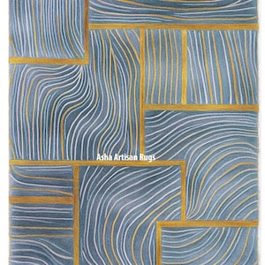 Handmade Abstract Wool Area Rug 9x12: Modern Boho Home Decor