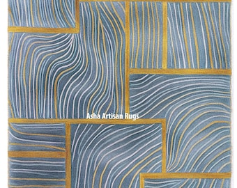 Handmade Abstract Wool Area Rug 9x12: Modern Boho Home Decor Living room rug authentic bohoh rug custom size available