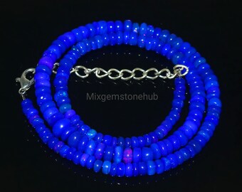 Natural Ethiopian Opal Rondelle Beaded Necklace, Purple Opal Beads Necklace, Opal Necklace, Natural Opal 16Inch Big Size Bead Gift for her