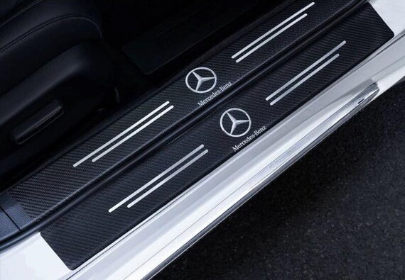 4 Pcs set Car Door Sill Scuff Protector Carbon Fiber Sticker Strip for  Mercedes Anti-scratch 