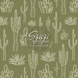 Boho Cactus Seamless Pattern Western Seamless File Texas Cacti Seamless Design Desert Succulente Genere Neutro Toni della terra Verde oliva