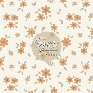 Neutral Fall Floral Seamless Pattern Boho Autumn Wild Flowers Botanical Ditsy Meadow Chic Cottage Core Repeat File Hand Drawn Commercial Use