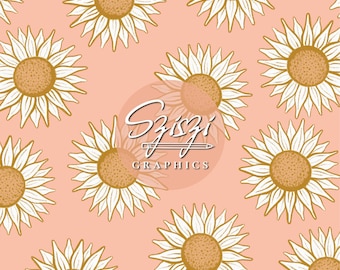 Boho Daisy Naadloos Patroon Bloemen Meisje Naadloos Bestand Wilde Bloemen Eenvoudige Madeliefjes Handgetekend Roze