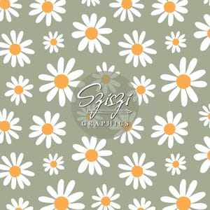 Boho Daisy Seamless Pattern Floral Seamless File Groovy Daisies Seamless Preppy Seamless Girl Spring Seamless Retro Flower Seamless Sage