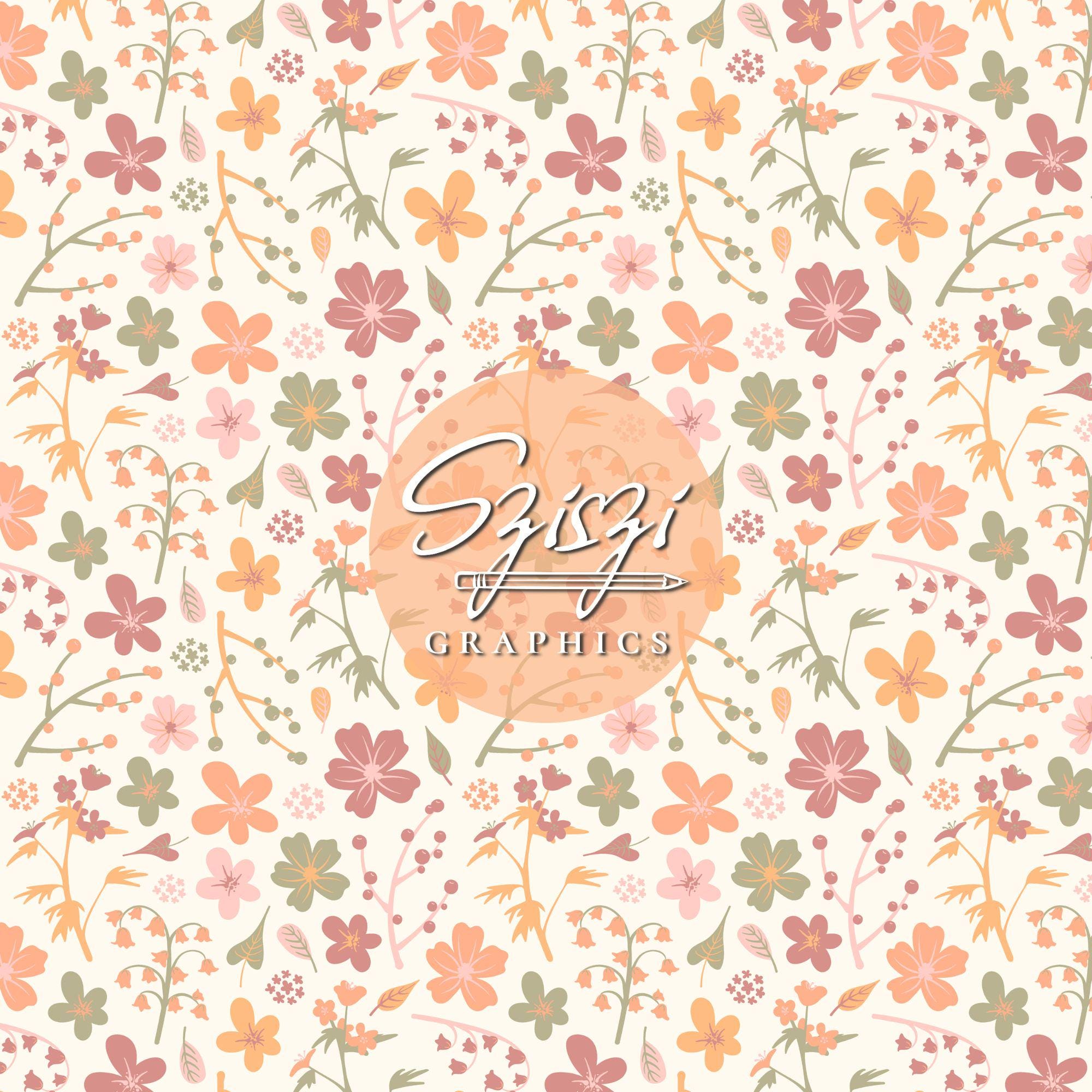 Boho Floral Seamless Pattern Flower Field Girl Spring Seamless File ...