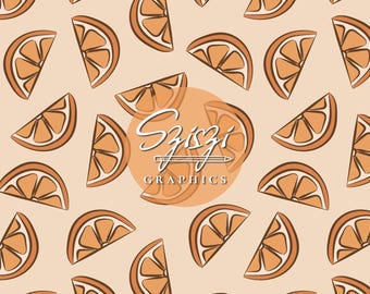 Hand Drawn Orange Slices Retro Fruit Seamless Pattern Summer Seamless File Gender Neutral