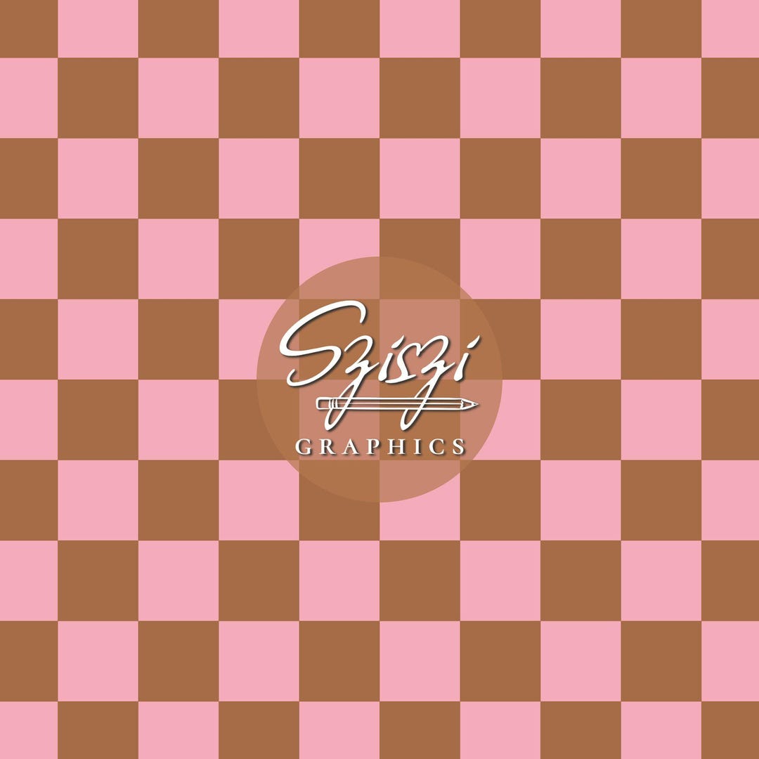 Dark Terracotta Pink Checkered Seamless Pattern Checkerboard Girl ...