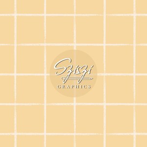 May include: A light yellow background featuring a white grid pattern with a semi-transparent circular overlay in the center. The overlay displays the white cursive text Sziszi above a pencil icon and the word GRAPHICS in capital letters.