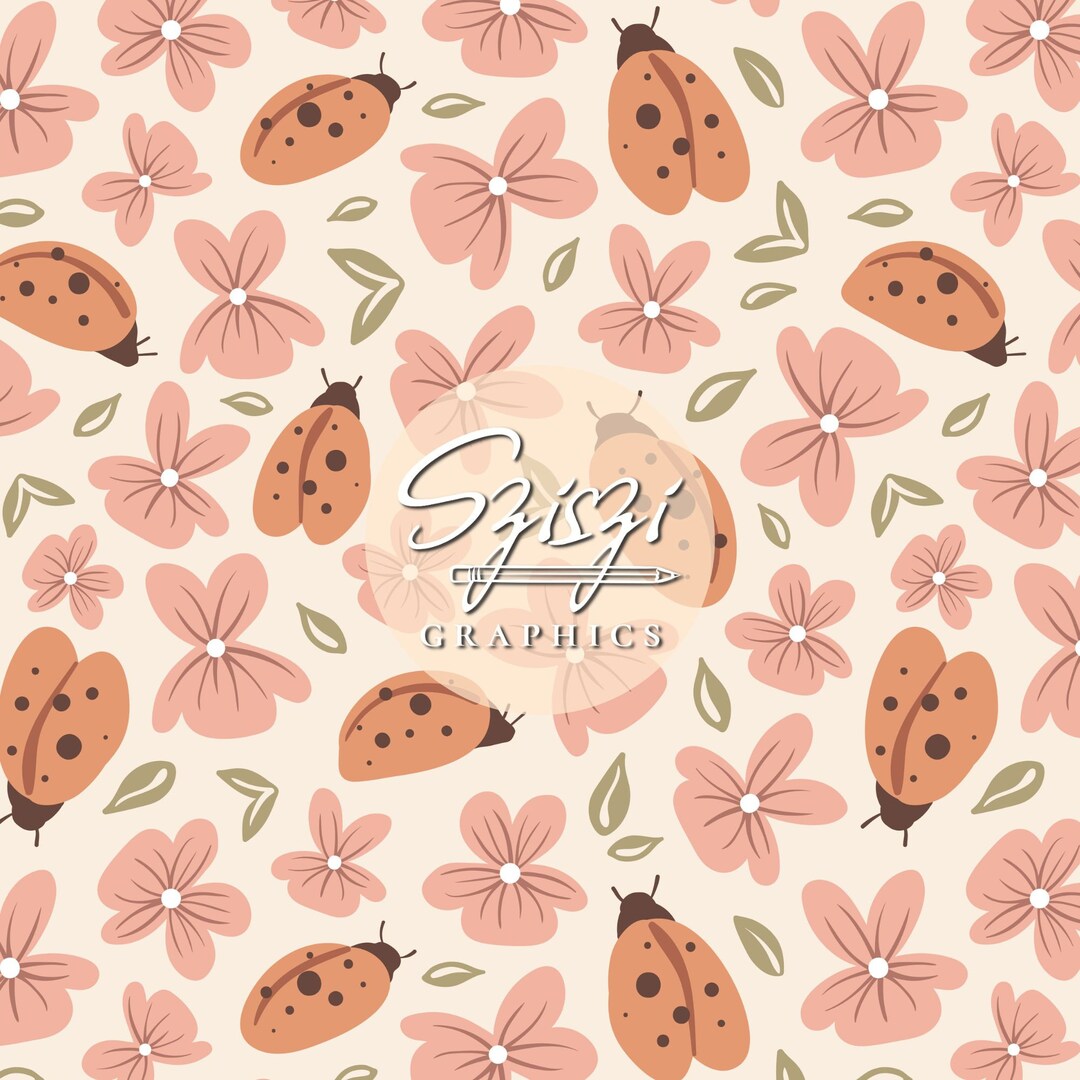 Floral Ladybird Seamless Pattern Baby Girl Spring Flowers Seamless File ...