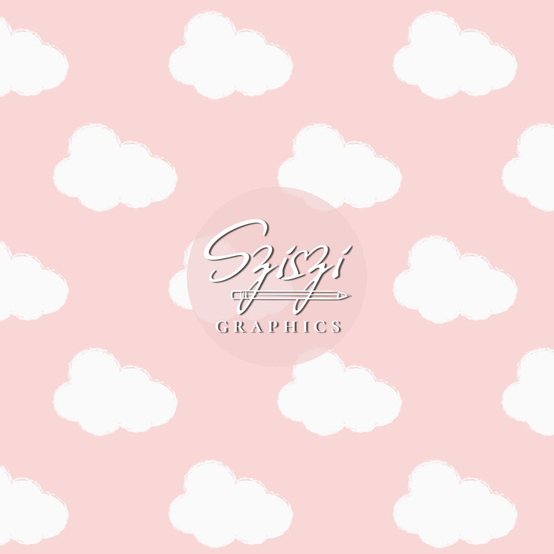 Light Pink Sky White Cloud Seamless Pattern Modern Boho Minimalist Girl ...