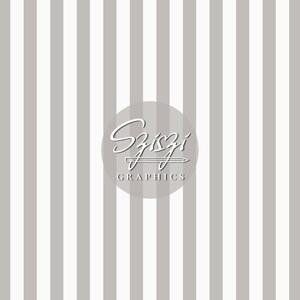 May include: A graphic design featuring a repeating pattern of vertical white and light gray stripes. In the center, a circular light gray badge displays the white cursive text Sziszi with a pencil icon underneath and the word GRAPHICS below.