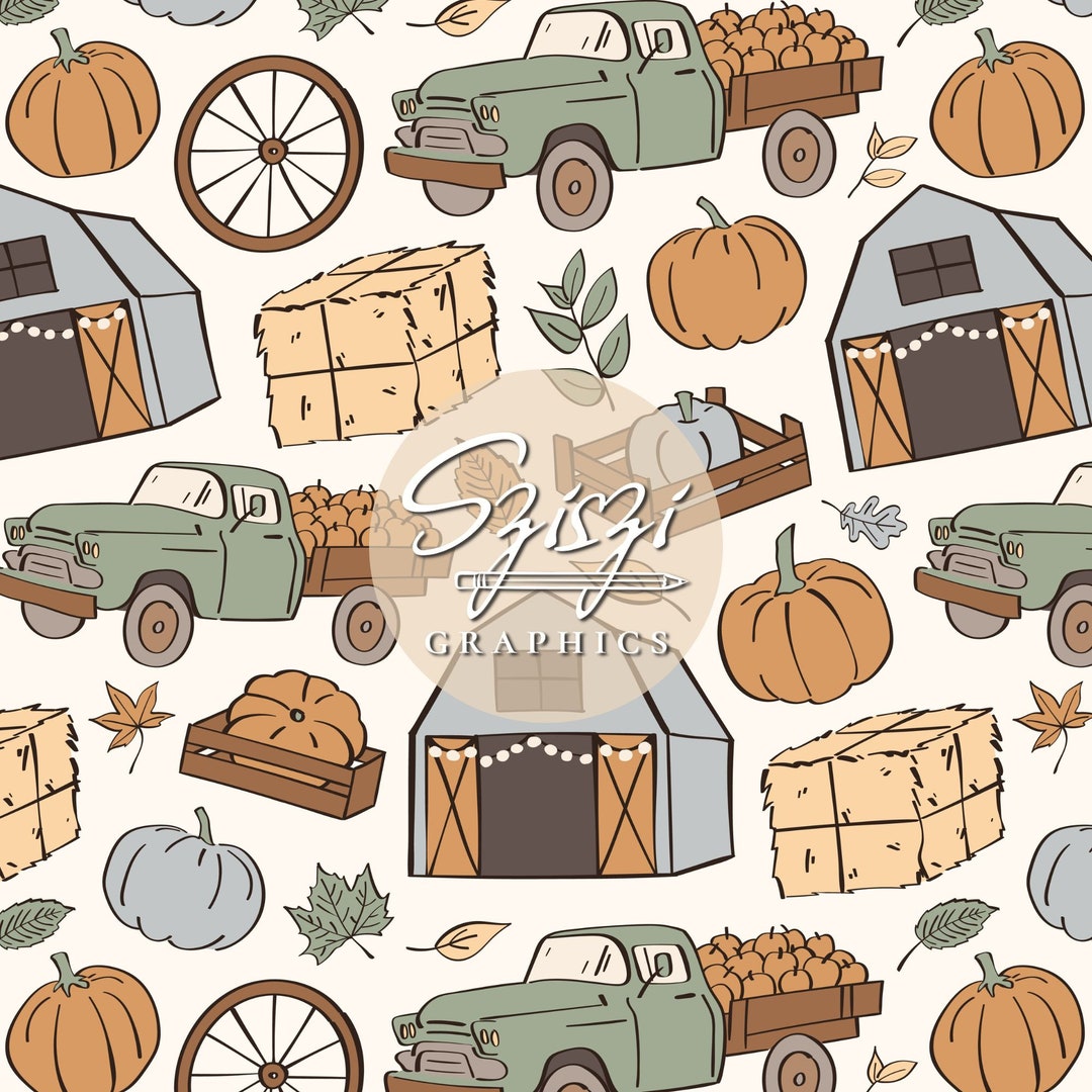 Pumpkin Farm Seamless Pattern Fall Repeat File Halloween Thanksgiving ...