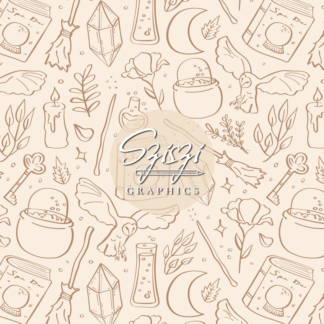 Wizard Seamless Pattern Magic Seamless File Witchy Witch Boho Neutral ...