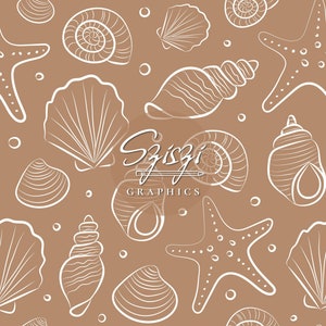 Neutral Sea Shell Seamless Pattern Beach Seamless File Boho Neutral Summer Seamless Seashell Seamless Under The Sea Coastal Seamless Tan